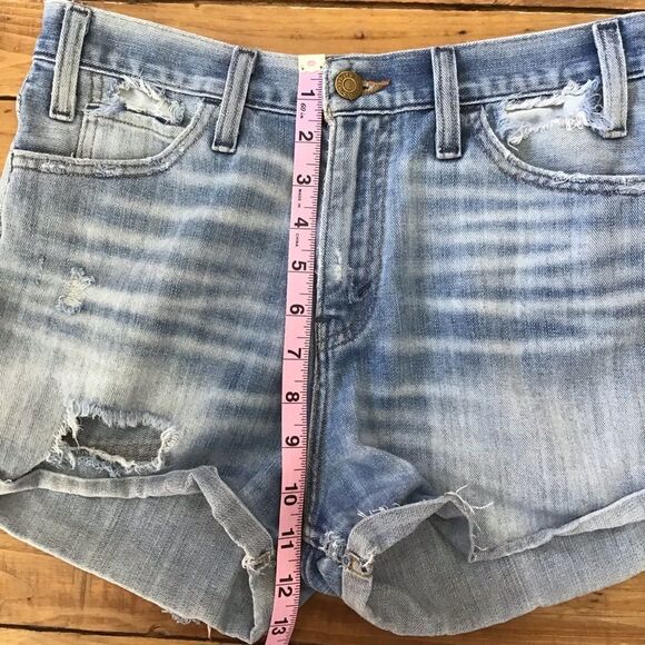 LEVIS Y2K distressed jeans shorts ripped 100% cotton soft denim high waist 29 - Picture 9 of 12